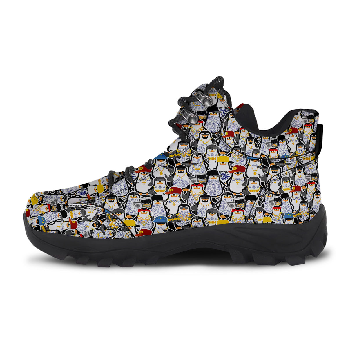 Penguin Criminal Print Pattern Hiking Shoes-grizzshop