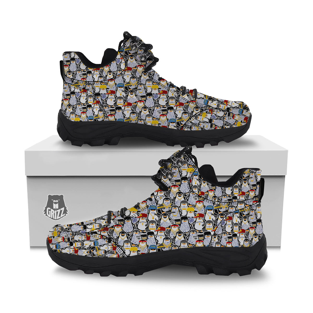 Penguin Criminal Print Pattern Hiking Shoes-grizzshop
