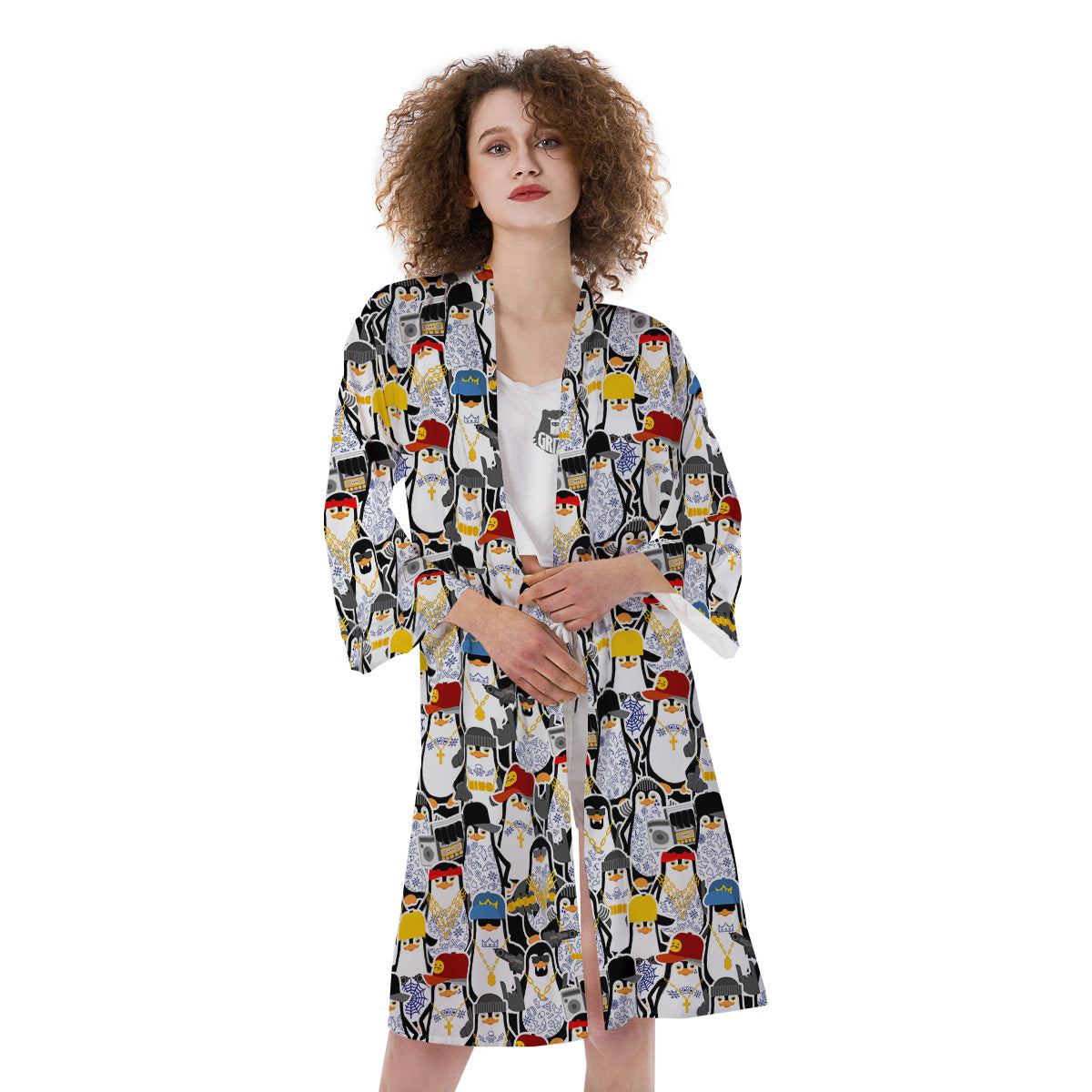 Penguin Criminal Print Pattern Kimono-grizzshop