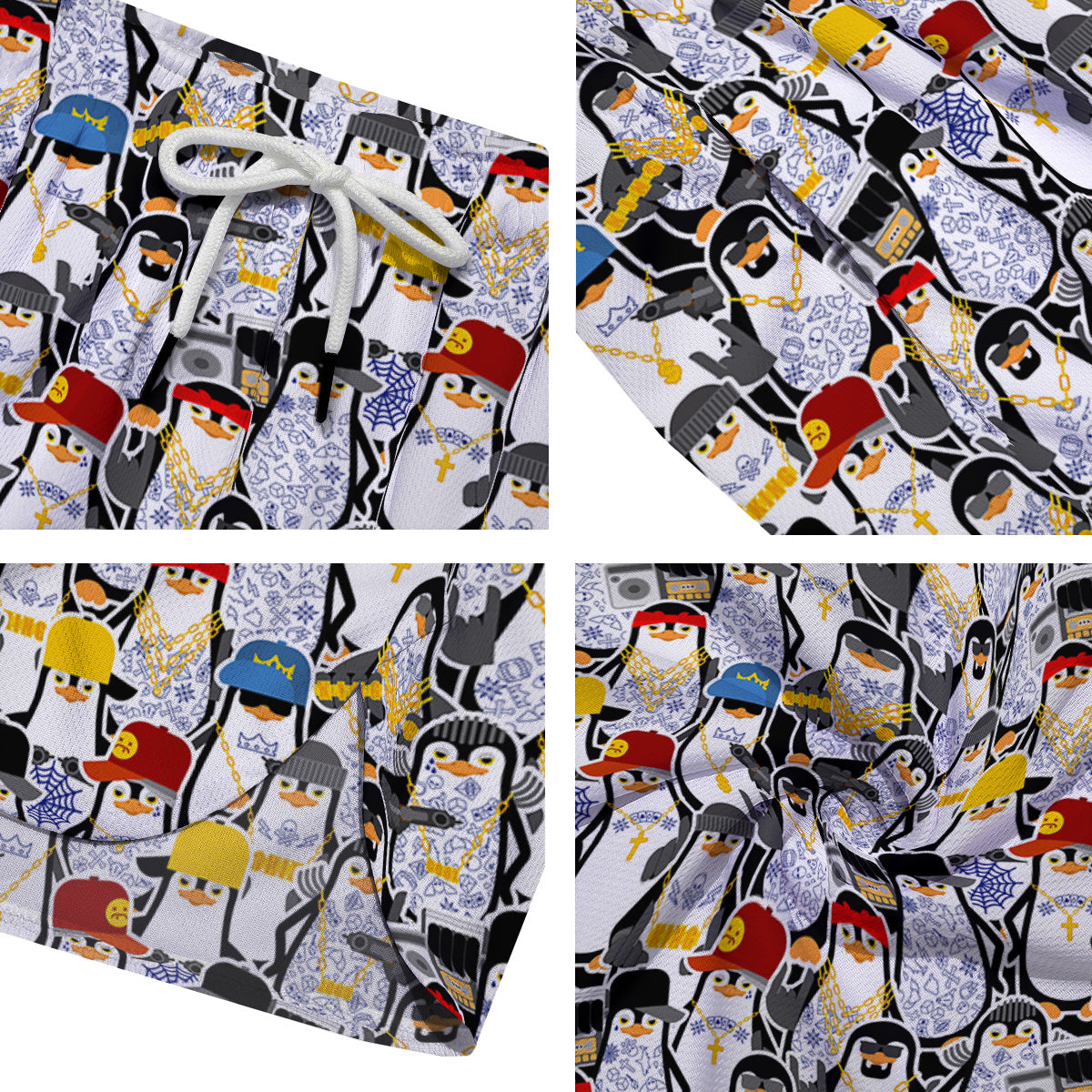 Penguin Criminal Print Pattern Men's Running Shorts-grizzshop