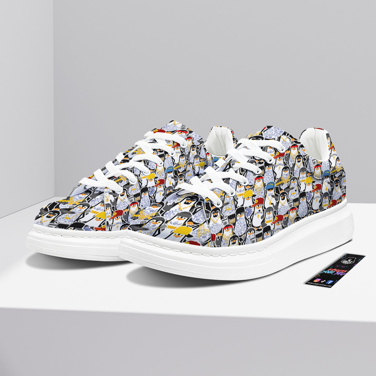 Penguin Criminal Print Pattern Platform Shoes-grizzshop
