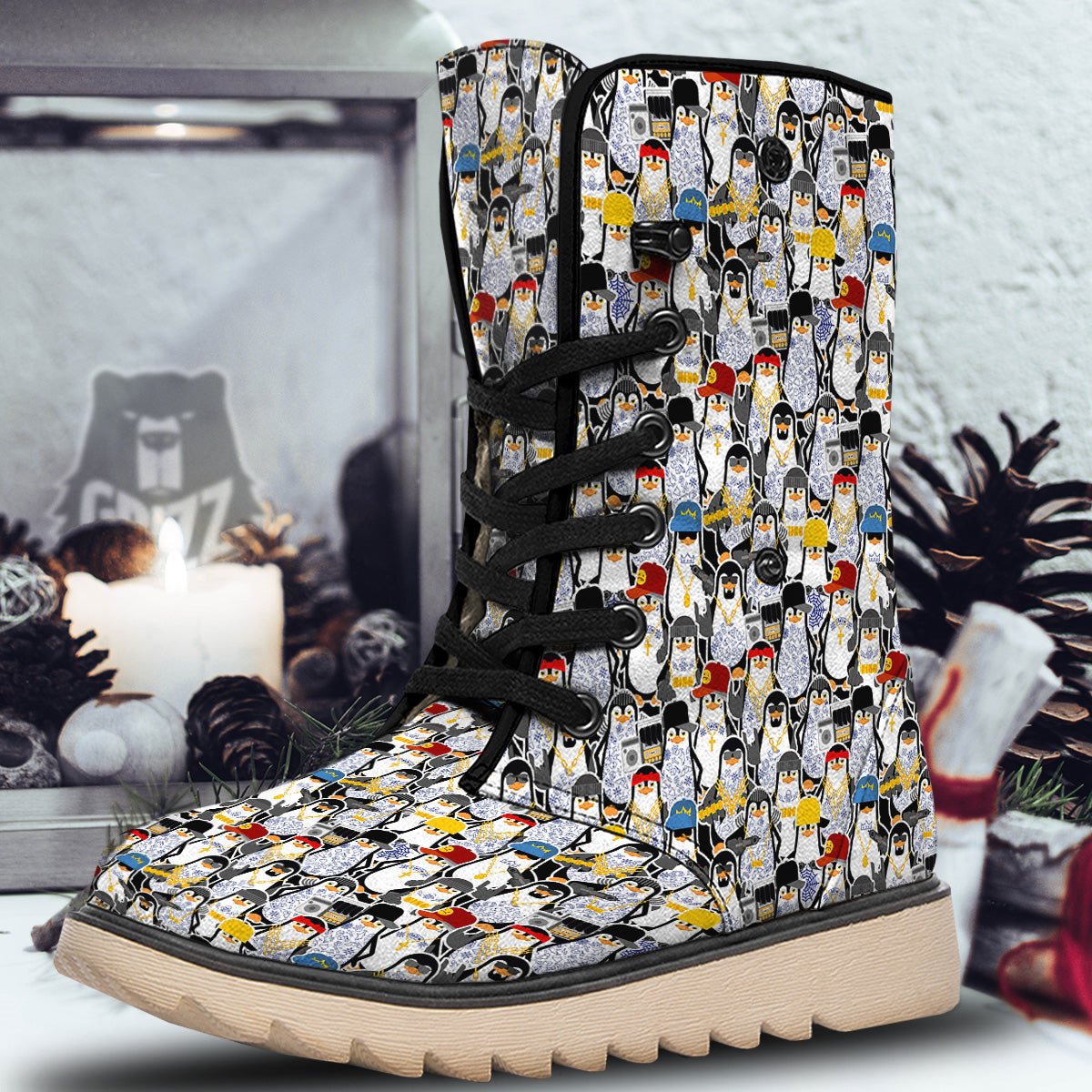 Penguin Criminal Print Pattern Snow Boots-grizzshop