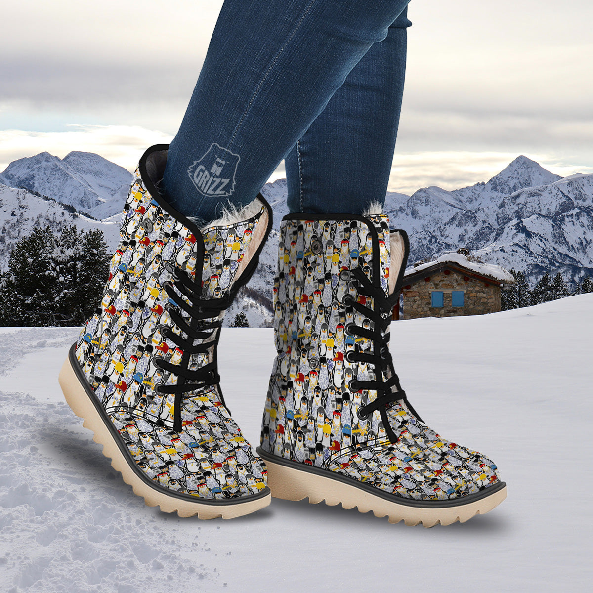 Penguin Criminal Print Pattern Snow Boots-grizzshop