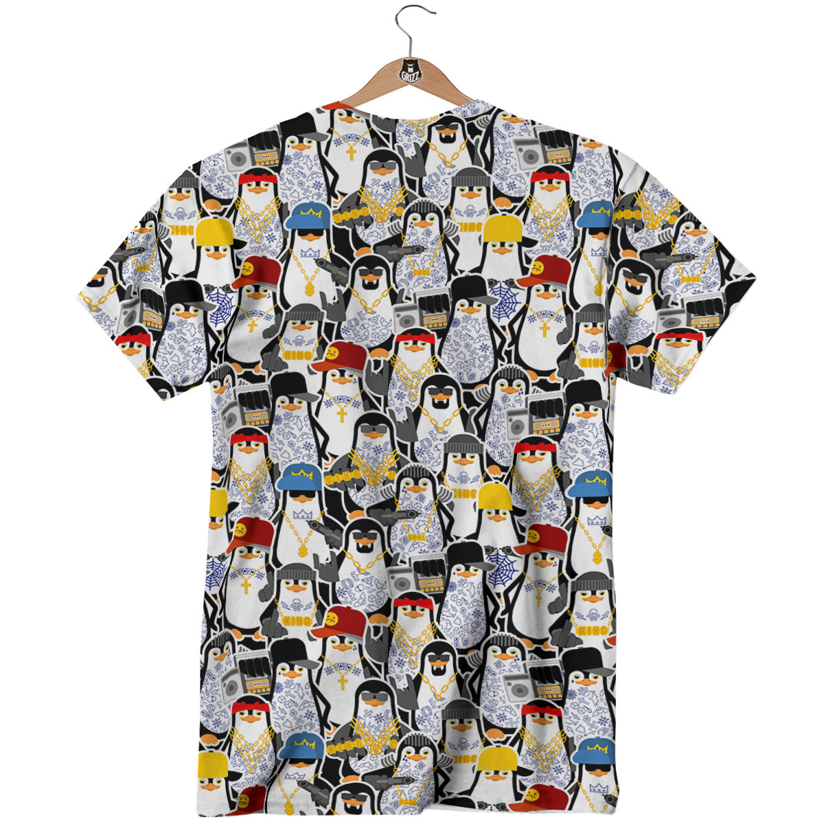 Penguin Criminal Print Pattern T-Shirt-grizzshop