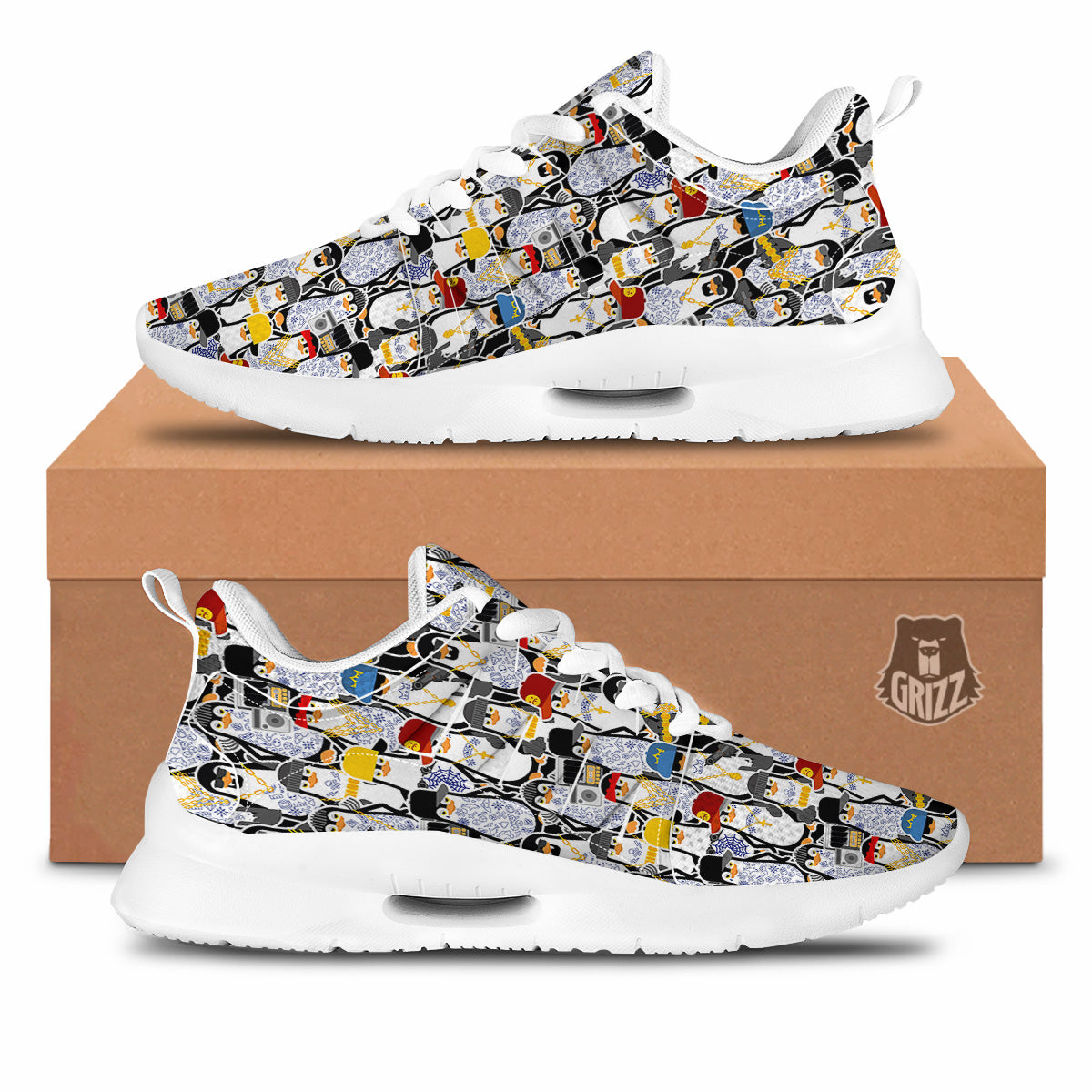 Penguin Criminal Print Pattern Tennis Shoes-grizzshop
