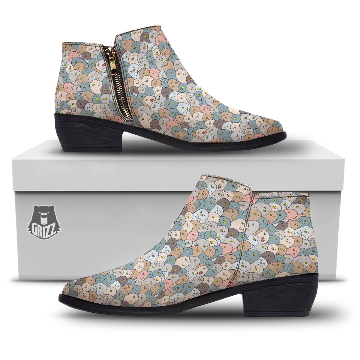 Penguin Cute Colorful Print Pattern Ankle Boots-grizzshop