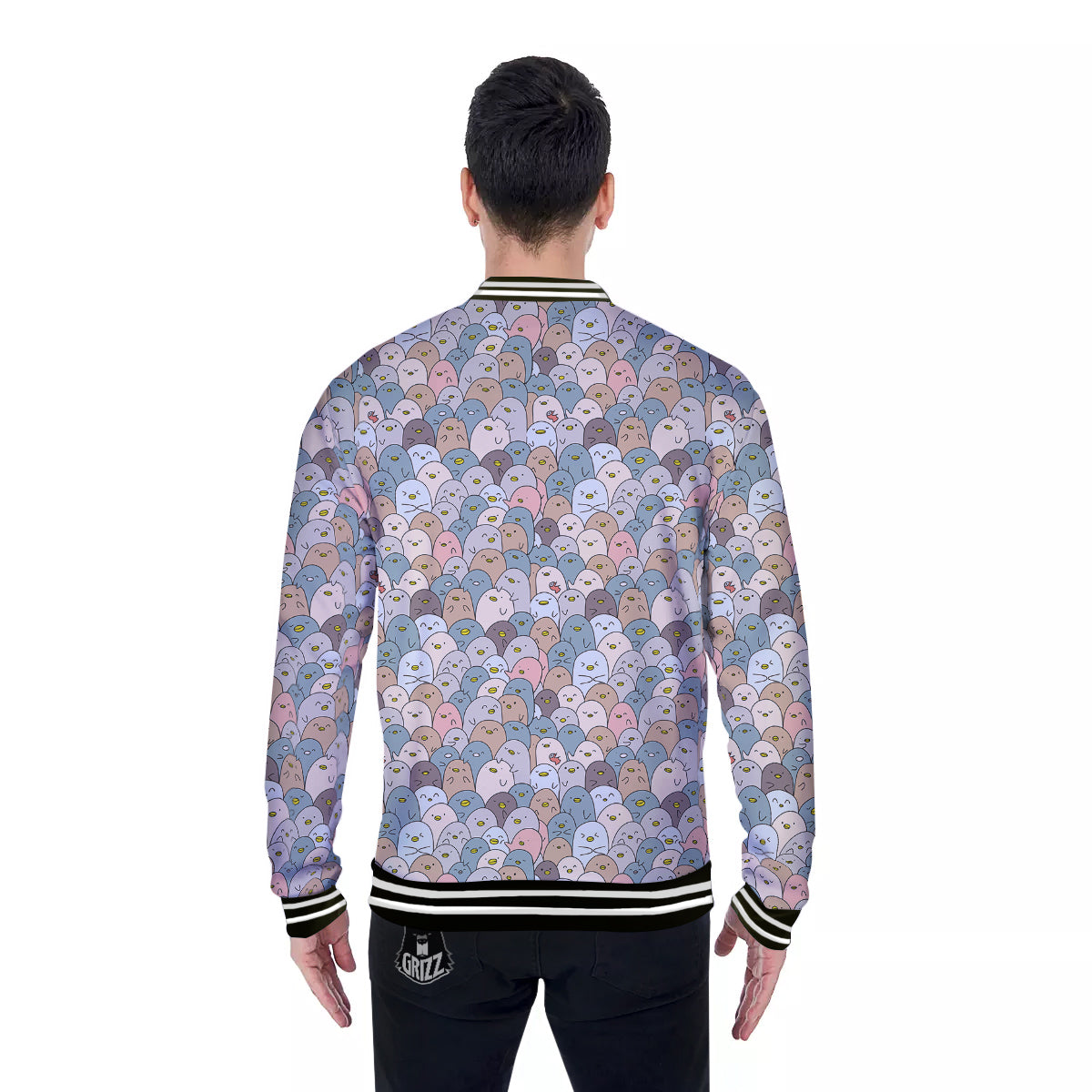 Penguin Cute Colorful Print Pattern Baseball Jacket-grizzshop