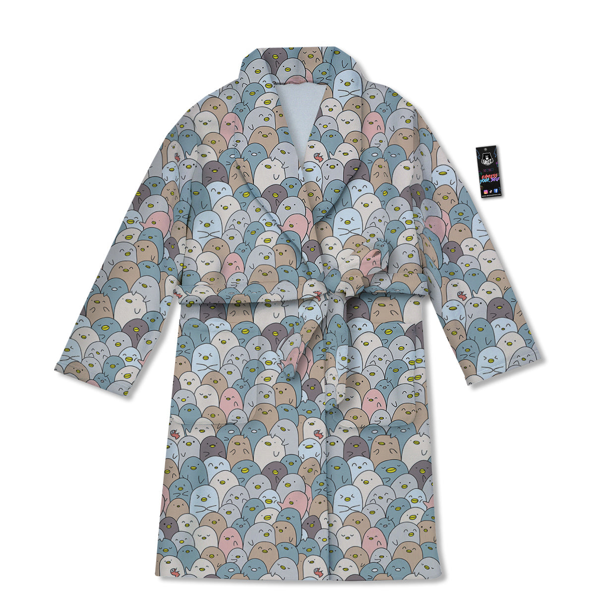 Penguin Cute Colorful Print Pattern Bathrobe-grizzshop