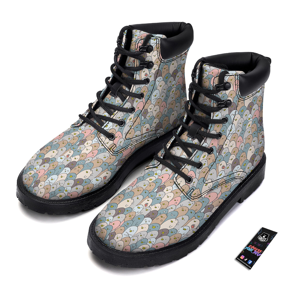 Penguin Cute Colorful Print Pattern Boots-grizzshop