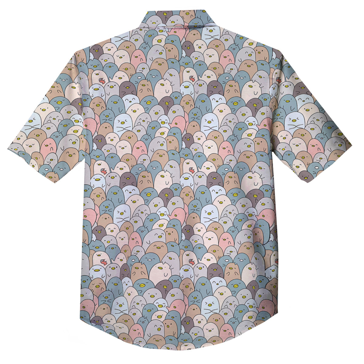 Penguin Cute Colorful Print Pattern Button Up Shirt-grizzshop