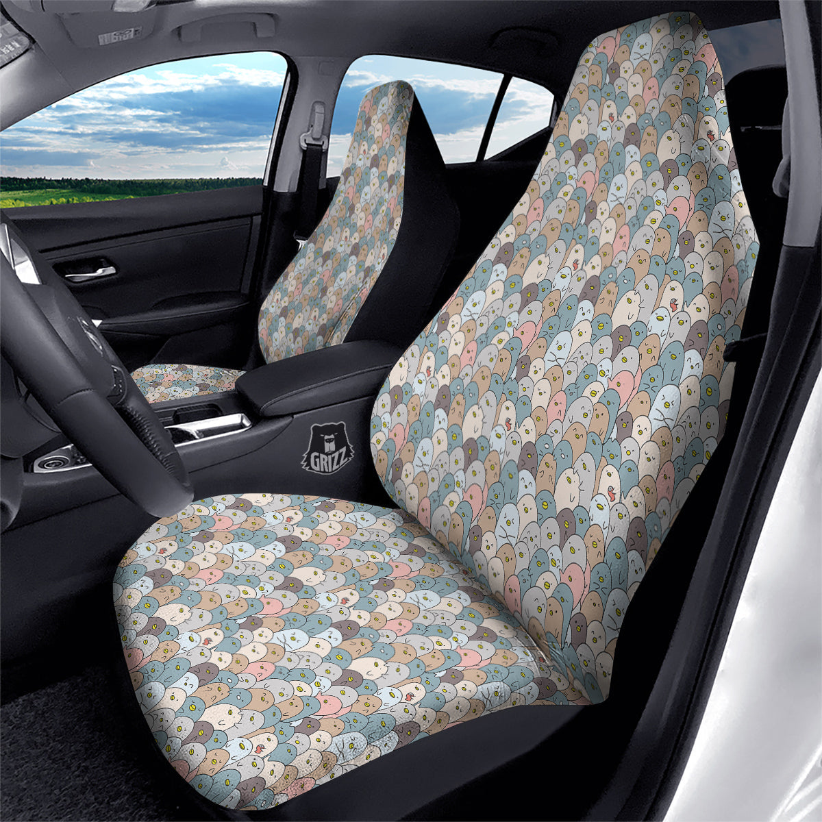 Penguin Cute Colorful Print Pattern Car Seat Covers-grizzshop