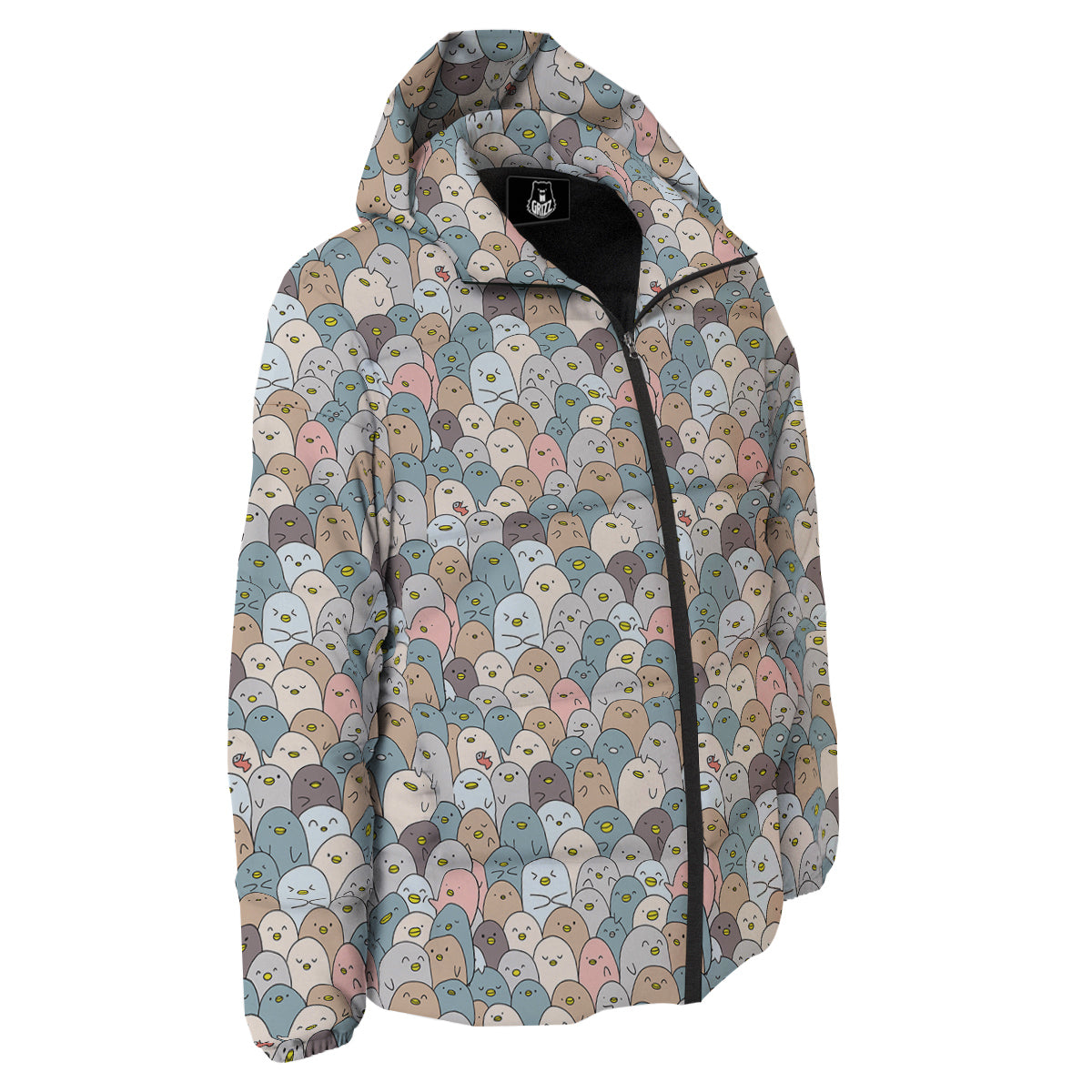 Penguin Cute Colorful Print Pattern Down Jacket-grizzshop