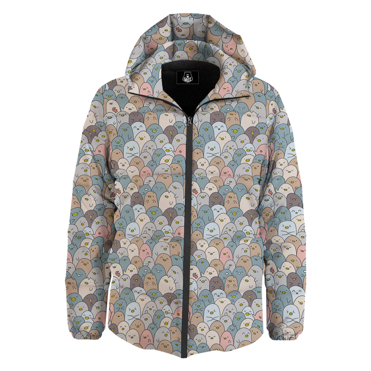 Penguin Cute Colorful Print Pattern Down Jacket-grizzshop