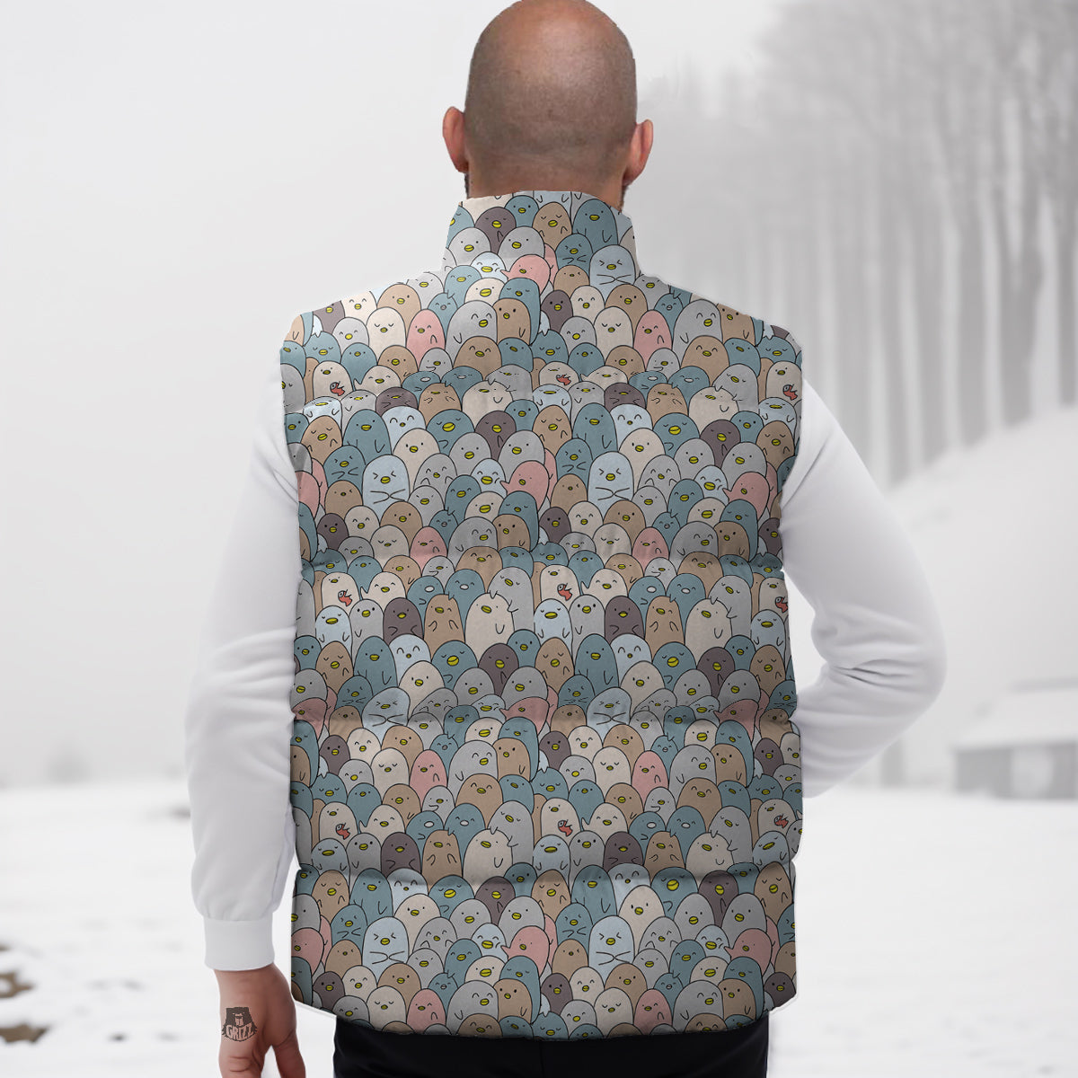 Penguin Cute Colorful Print Pattern Down Vest