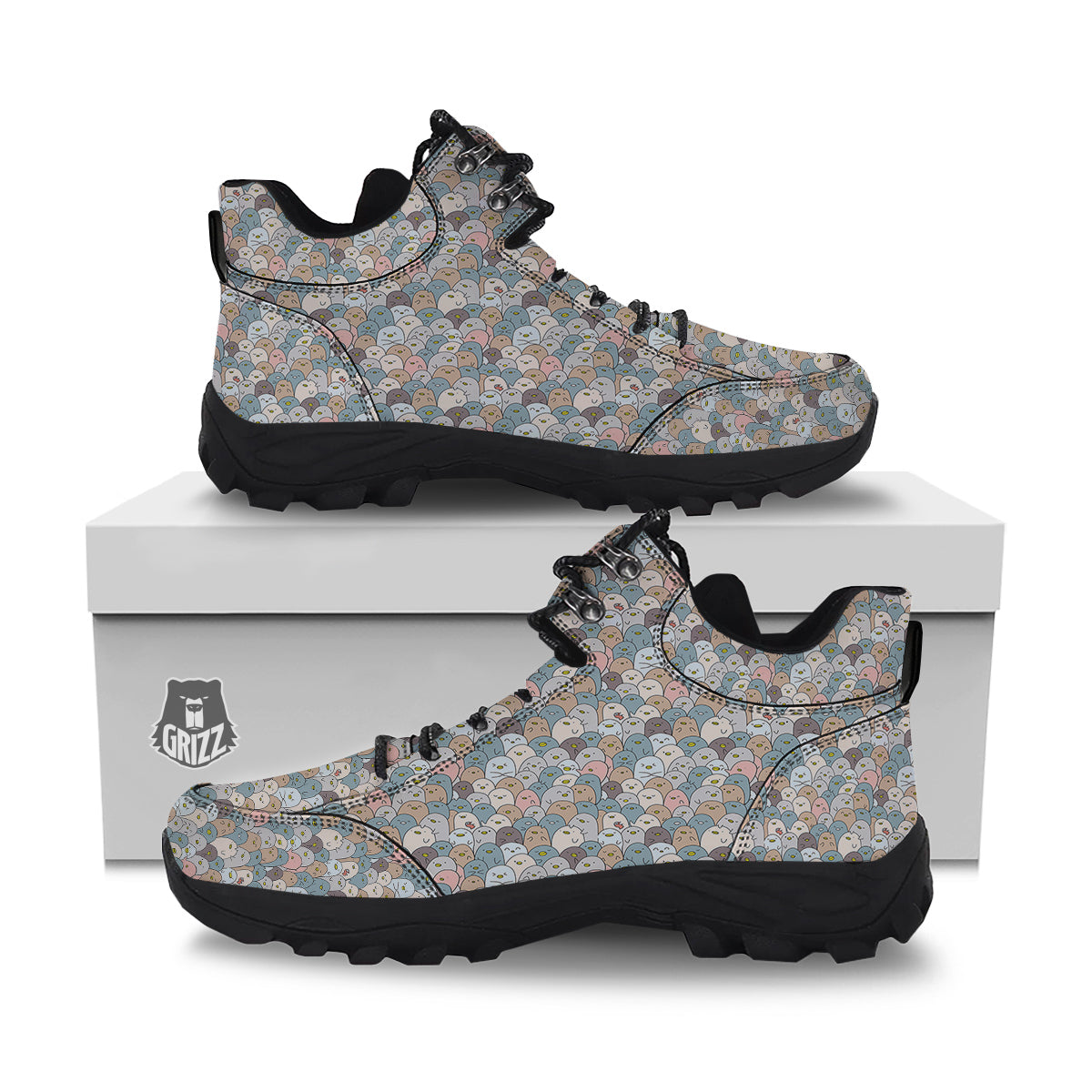 Penguin Cute Colorful Print Pattern Hiking Shoes-grizzshop