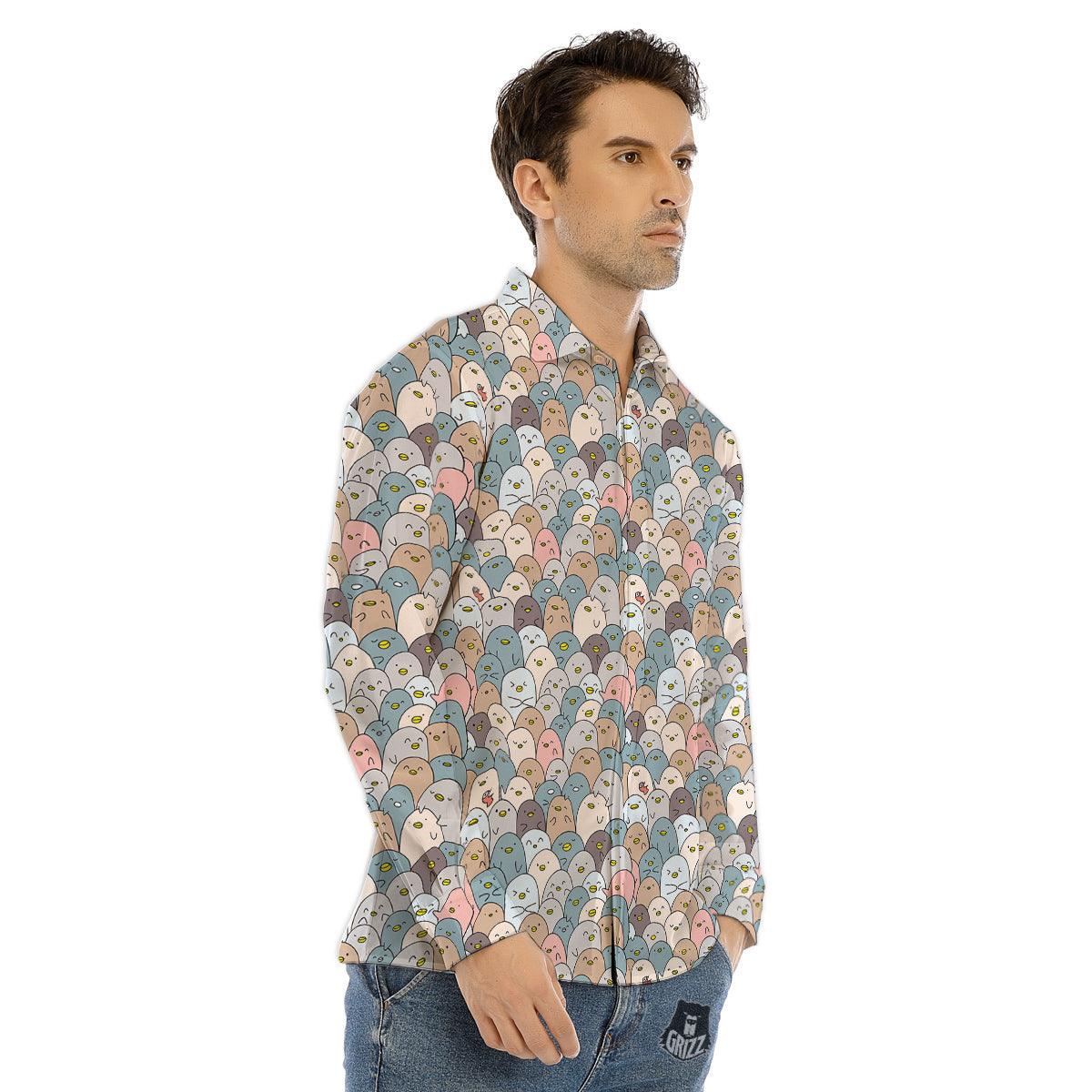 Penguin Cute Colorful Print Pattern Men's Dress Shirts-grizzshop