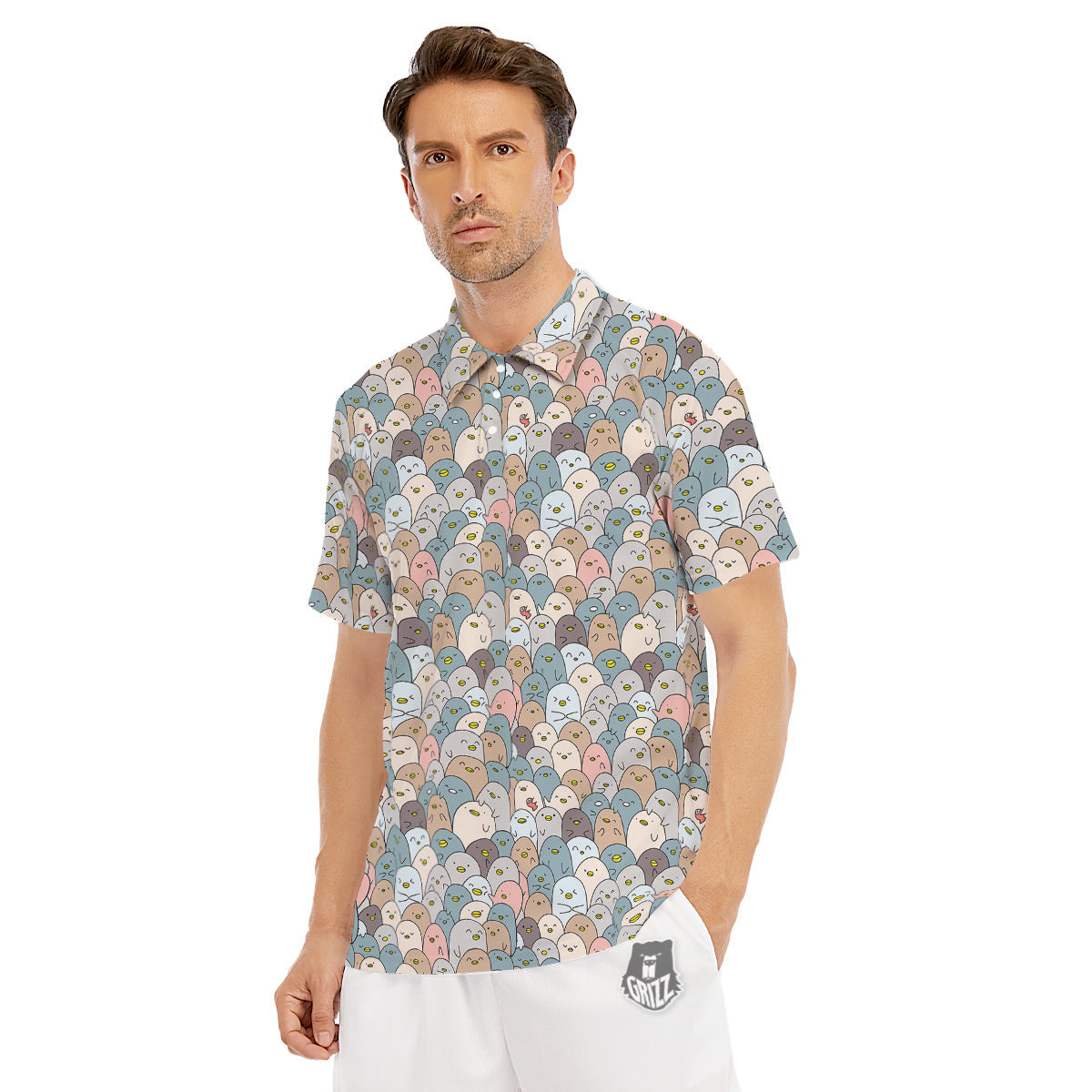 Penguin Cute Colorful Print Pattern Men's Golf Shirts-grizzshop