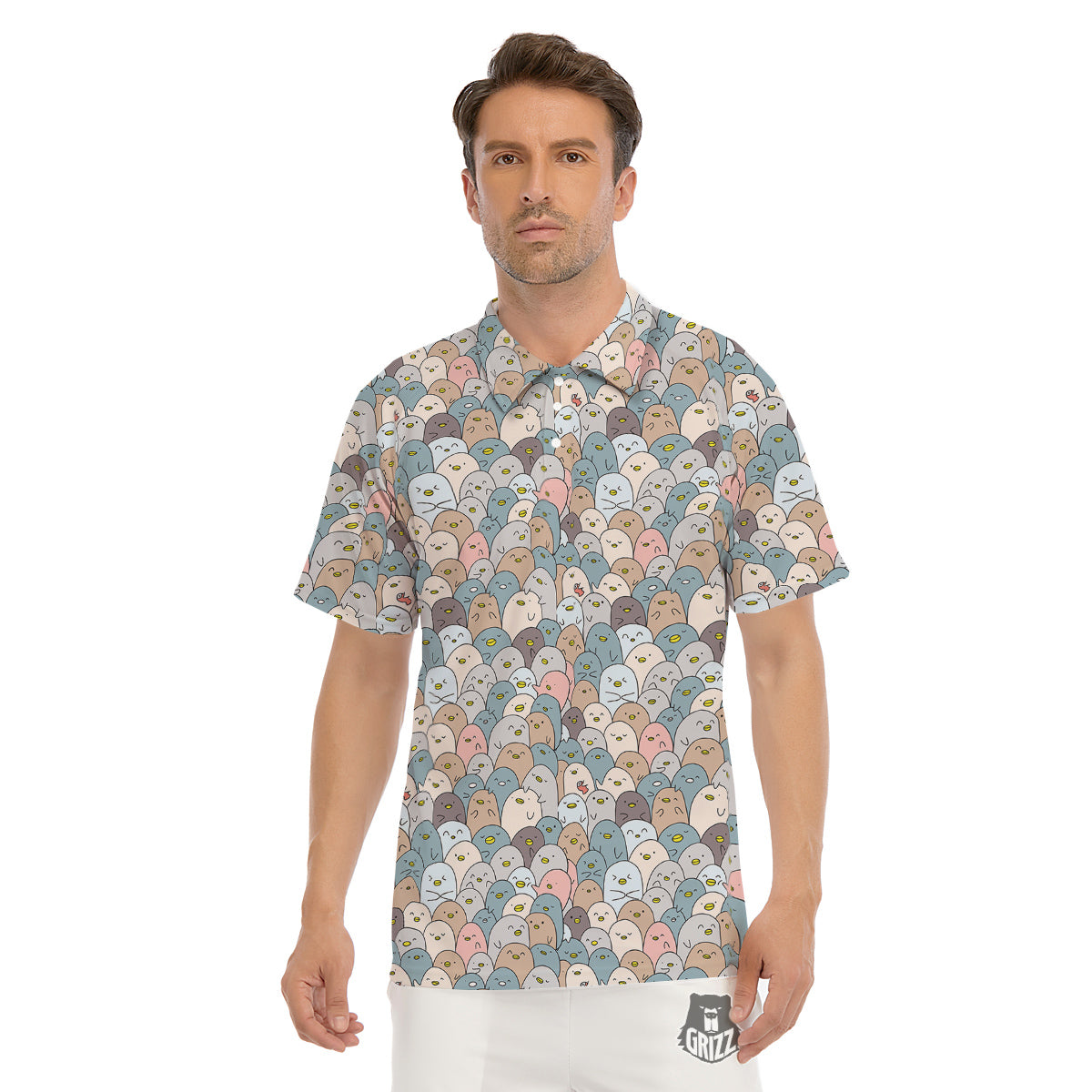 Penguin Cute Colorful Print Pattern Men's Golf Shirts-grizzshop