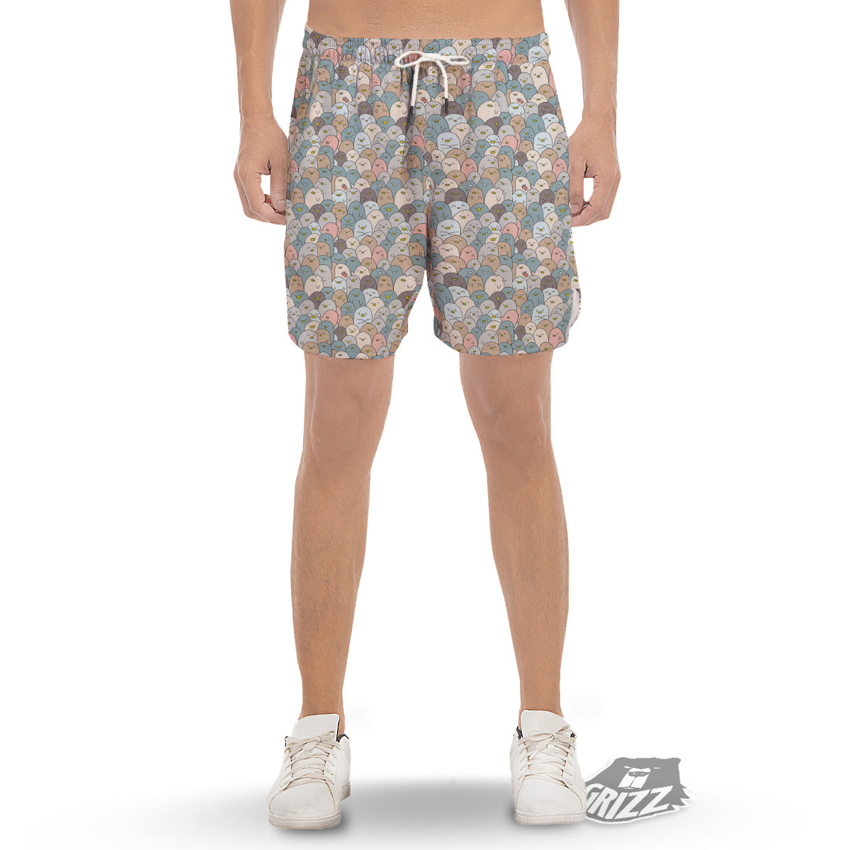Penguin Cute Colorful Print Pattern Men's Gym Shorts-grizzshop