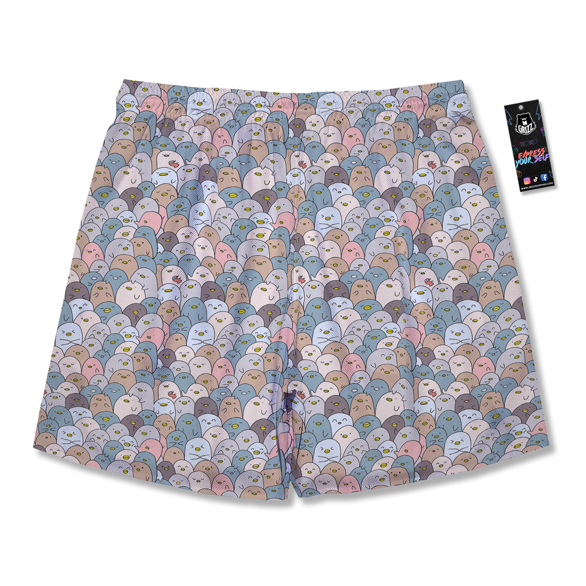 Penguin Cute Colorful Print Pattern Men's Running Shorts-grizzshop