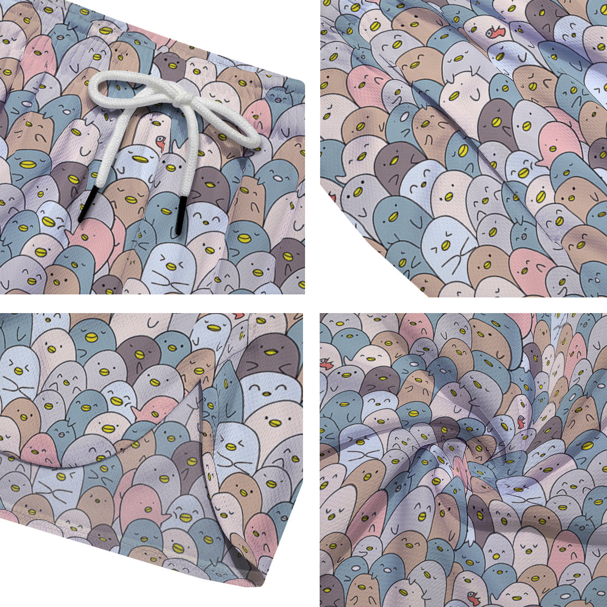 Penguin Cute Colorful Print Pattern Men's Running Shorts-grizzshop