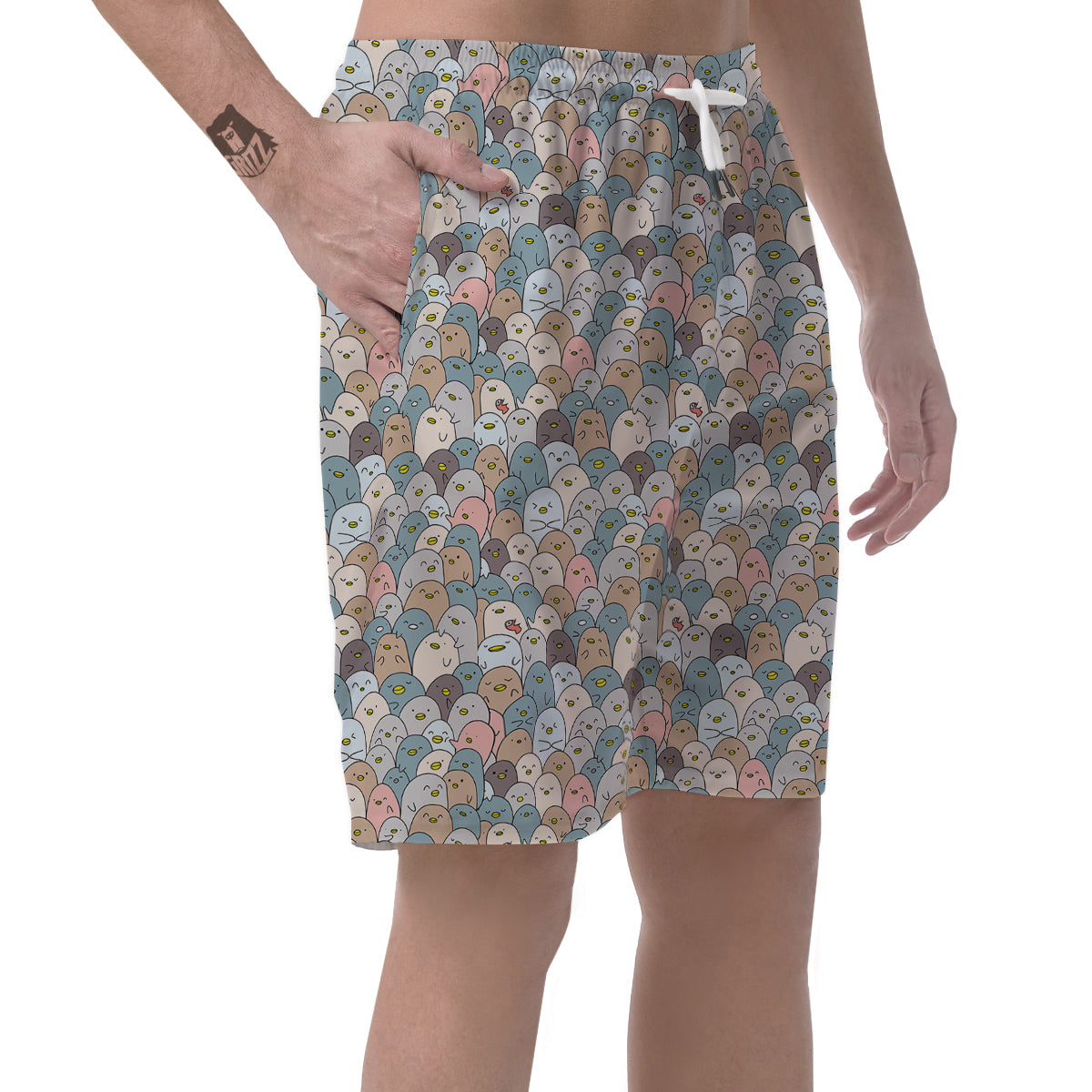Penguin Cute Colorful Print Pattern Men's Shorts-grizzshop