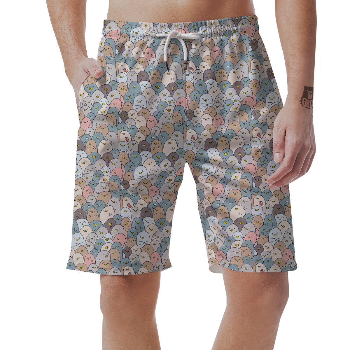 Penguin Cute Colorful Print Pattern Men's Shorts-grizzshop
