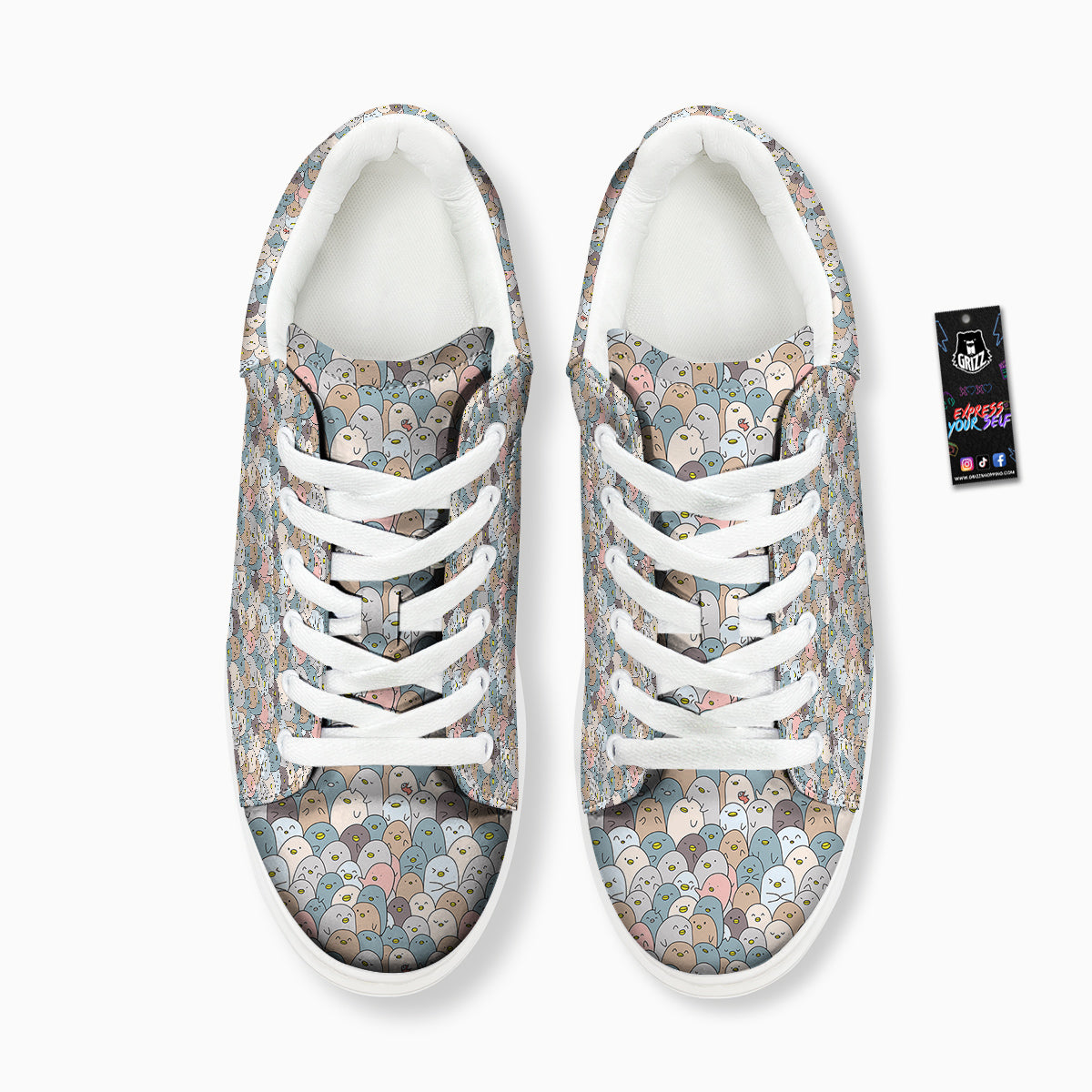 Penguin Cute Colorful Print Pattern Platform Shoes-grizzshop