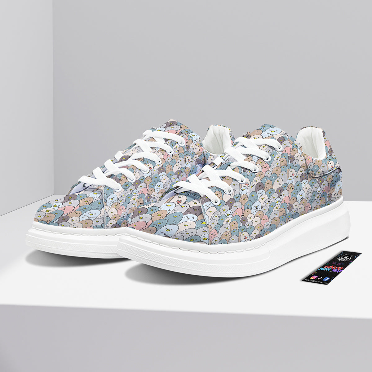 Penguin Cute Colorful Print Pattern Platform Shoes-grizzshop