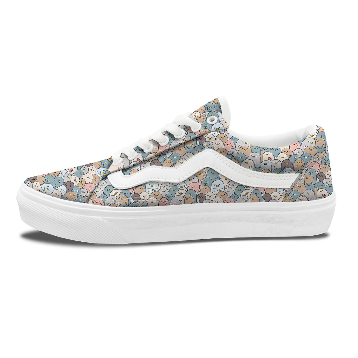 Penguin Cute Colorful Print Pattern Skate Shoes-grizzshop
