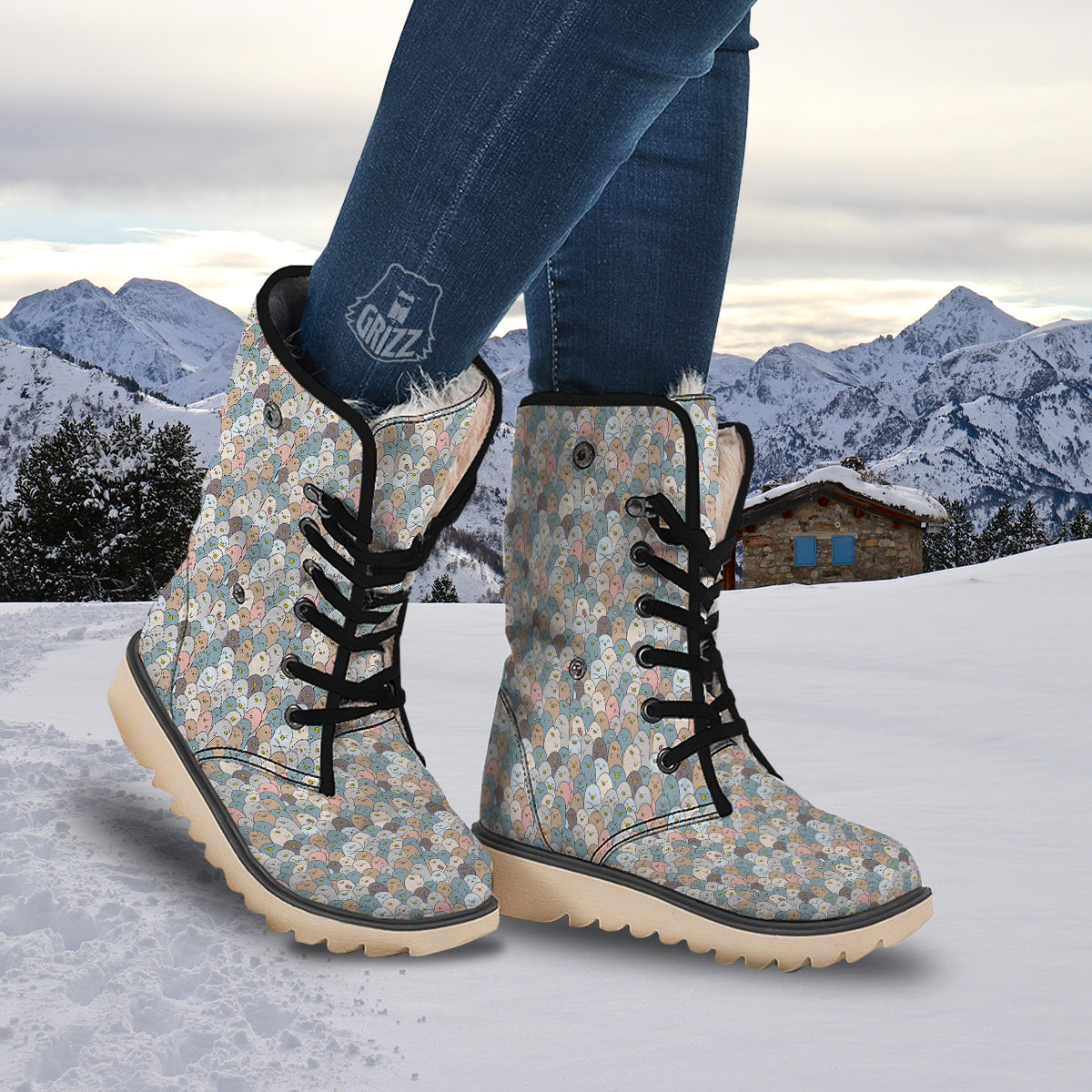 Penguin Cute Colorful Print Pattern Snow Boots-grizzshop
