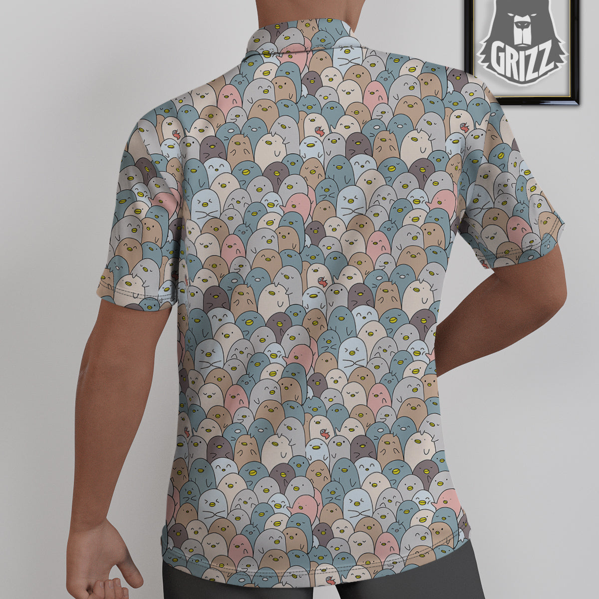 Penguin Cute Colorful Print Pattern Untucked Shirts-grizzshop