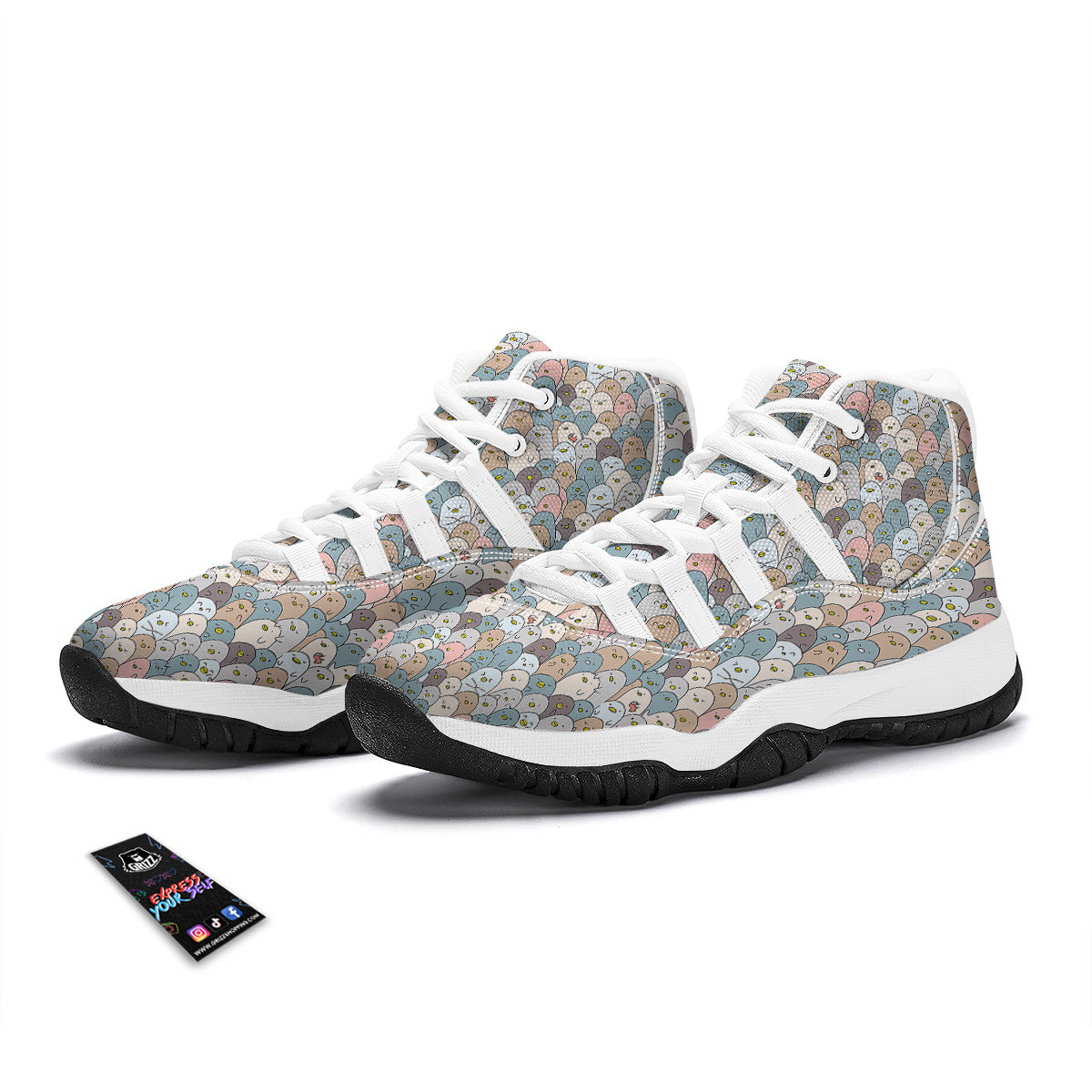 Penguin Cute Colorful Print Pattern White Bball Shoes-grizzshop