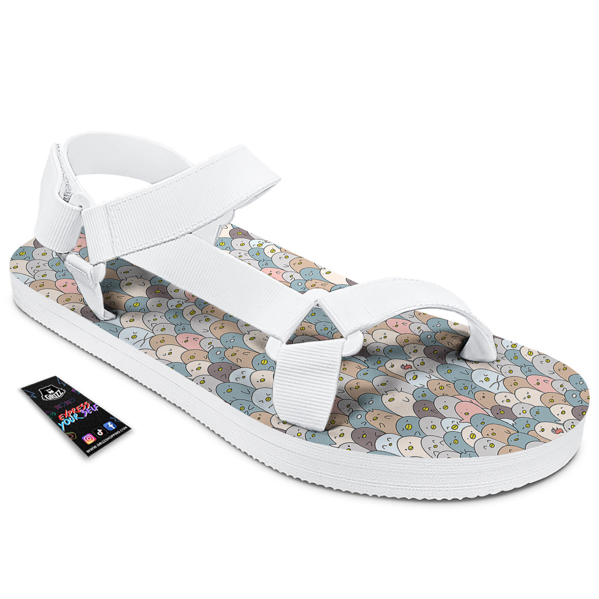 Penguin Cute Colorful Print Pattern White Open Toe Sandals-grizzshop