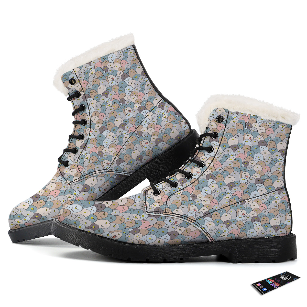 Penguin Cute Colorful Print Pattern Winter Boots-grizzshop