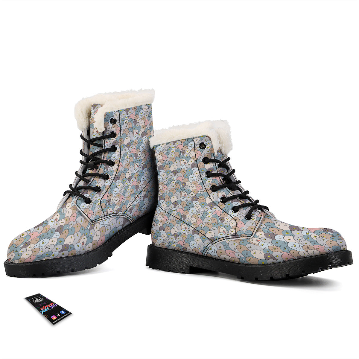 Penguin Cute Colorful Print Pattern Winter Boots-grizzshop