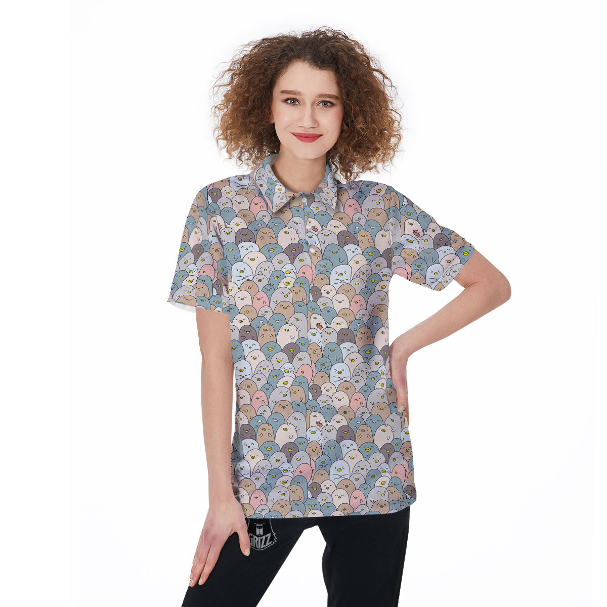 Penguin Cute Colorful Print Pattern Women's Golf Shirts-grizzshop