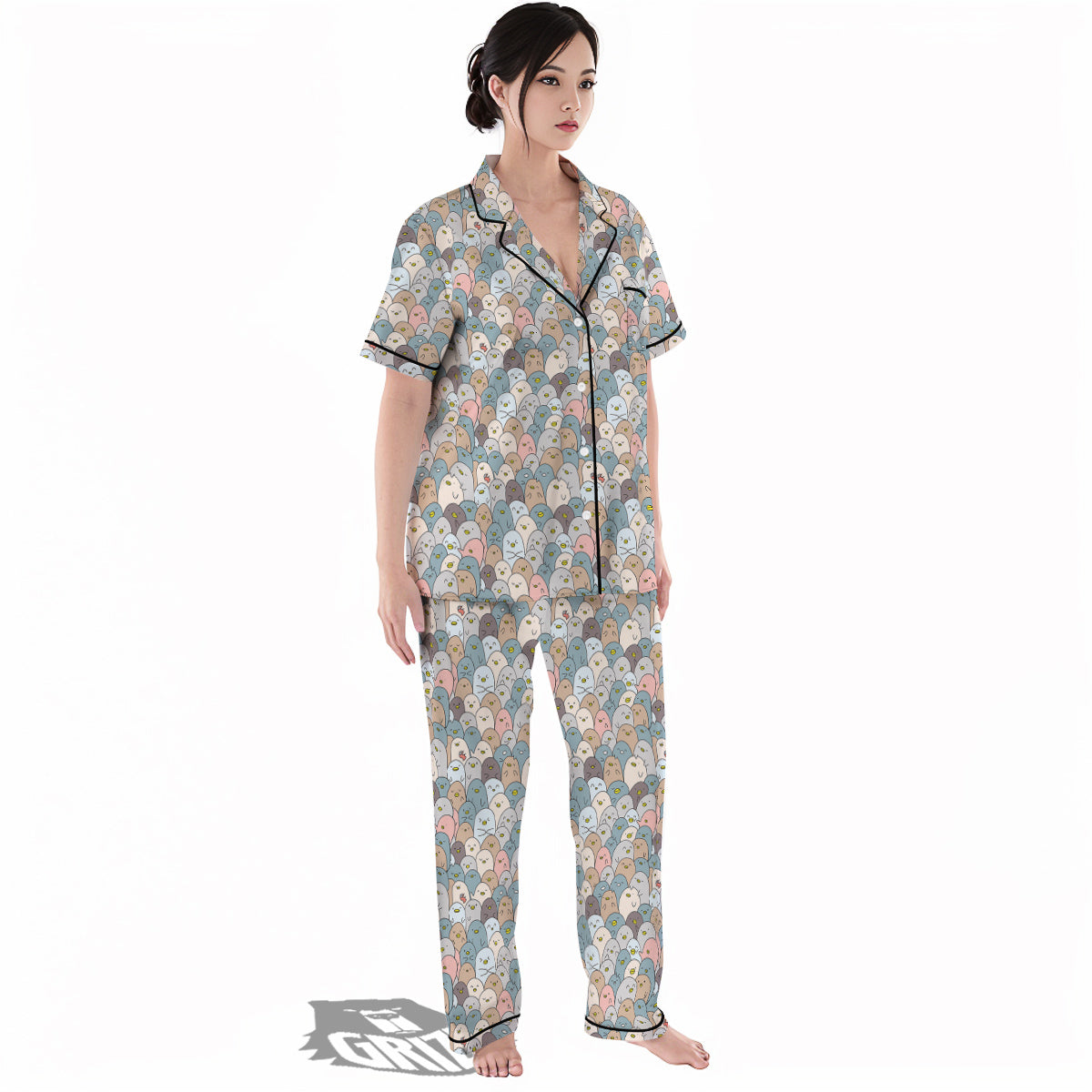 Penguin Cute Colorful Print Pattern Women's Pajamas Set-grizzshop