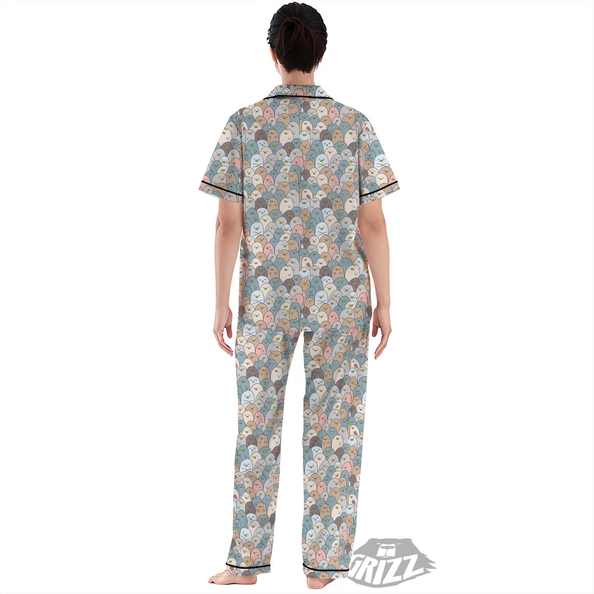 Penguin Cute Colorful Print Pattern Women's Pajamas Set-grizzshop