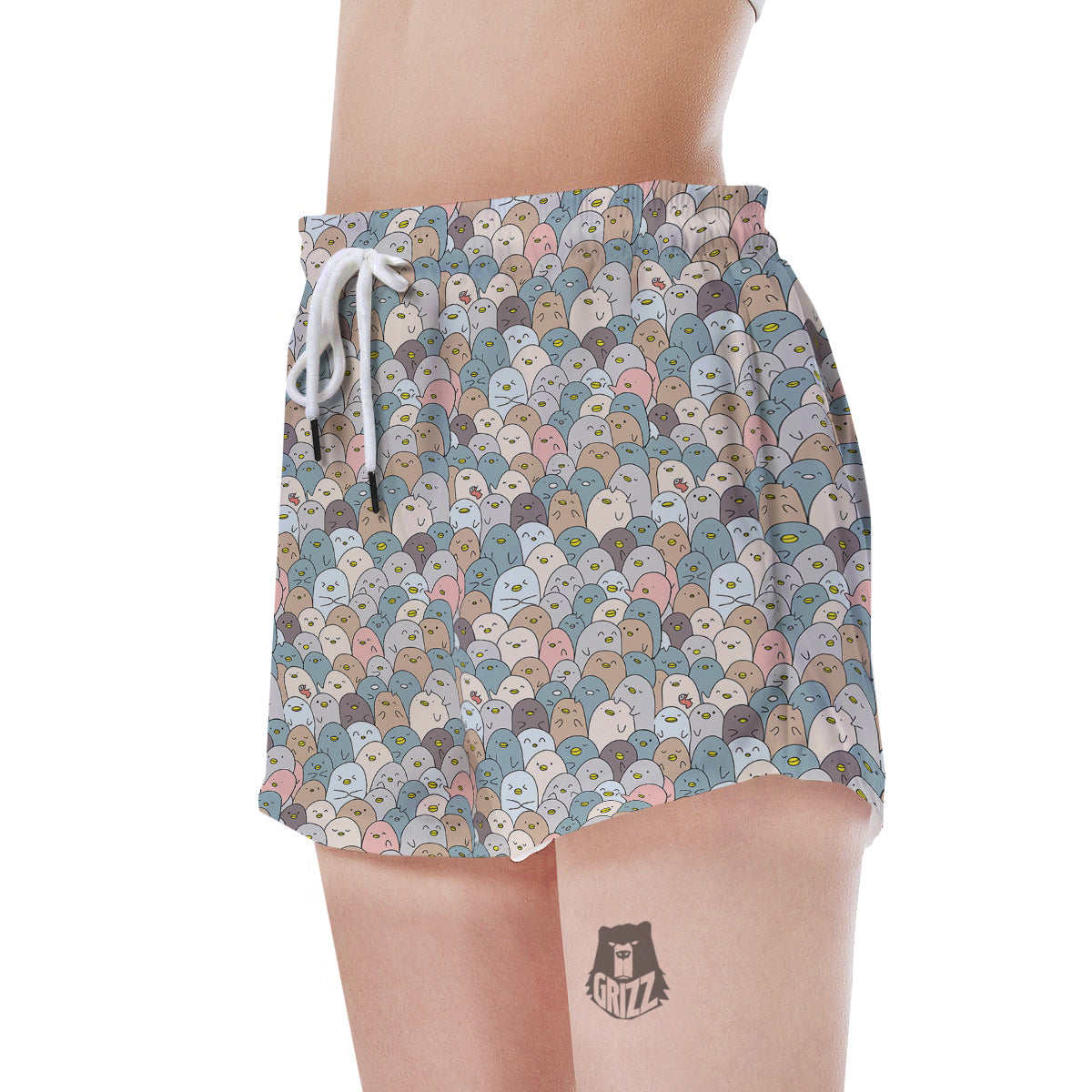 Penguin Cute Colorful Print Pattern Women's Shorts-grizzshop