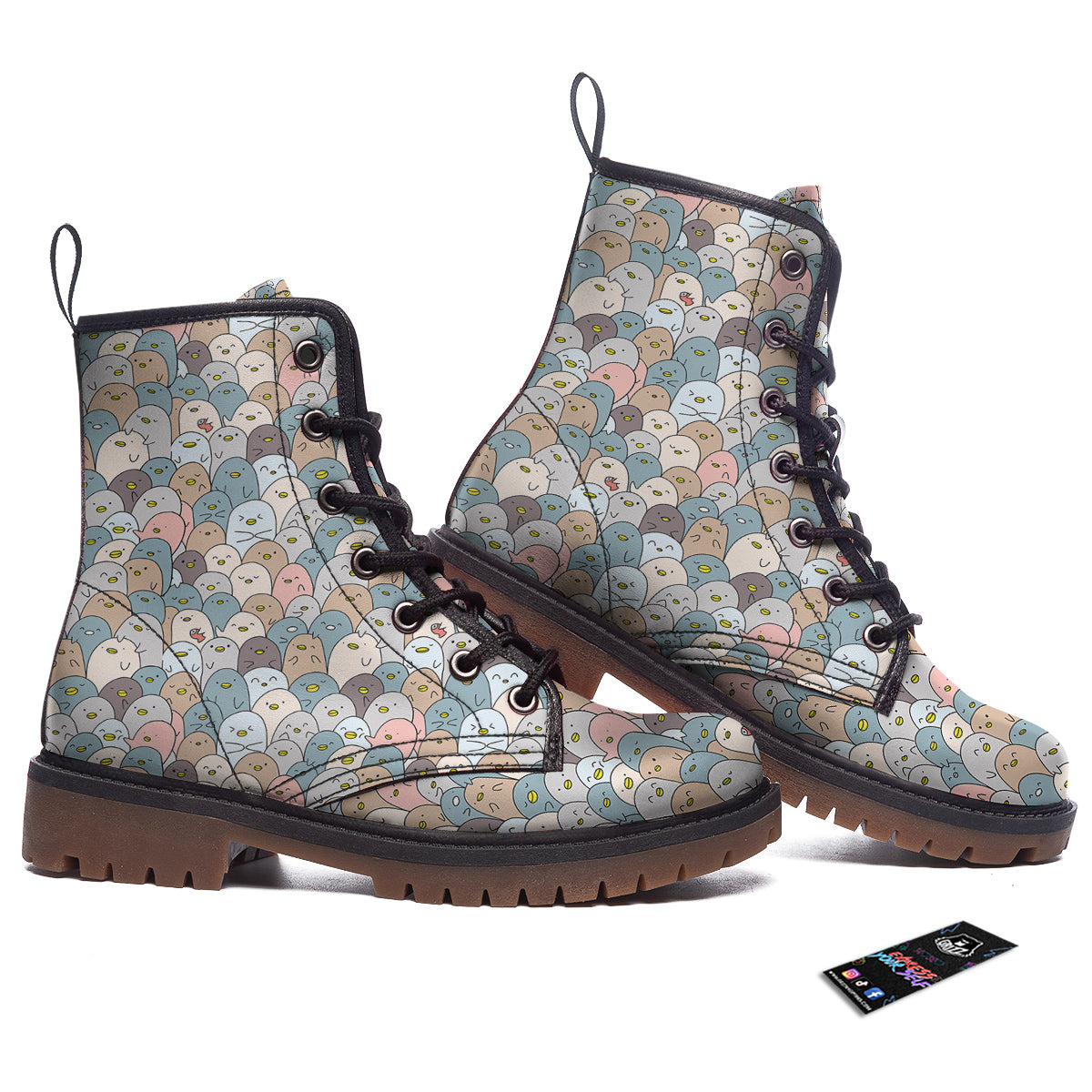 Penguin Cute Colorful Print Pattern Work Boots-grizzshop