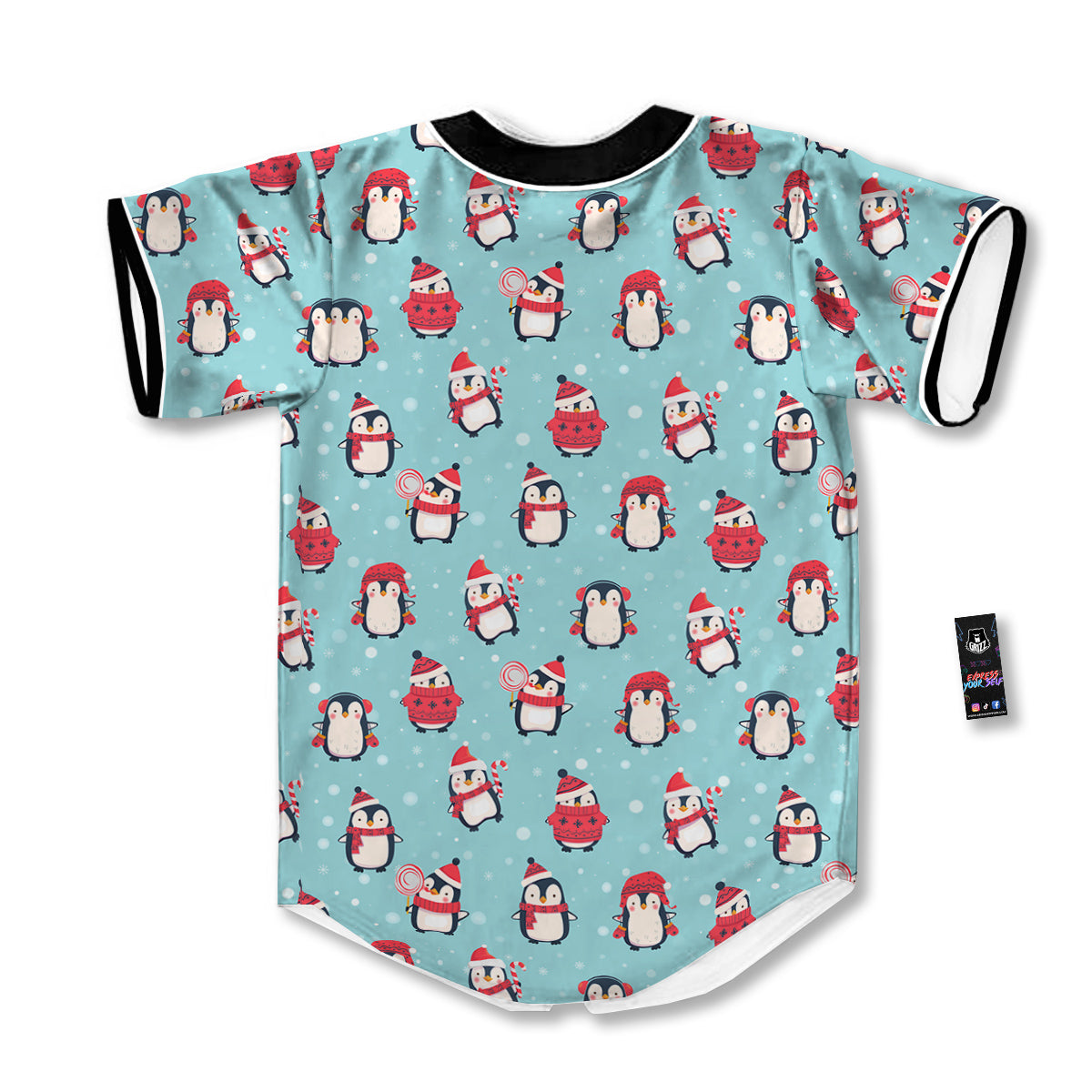 Penguin Cute Snowy Print Pattern Baseball Jersey-grizzshop