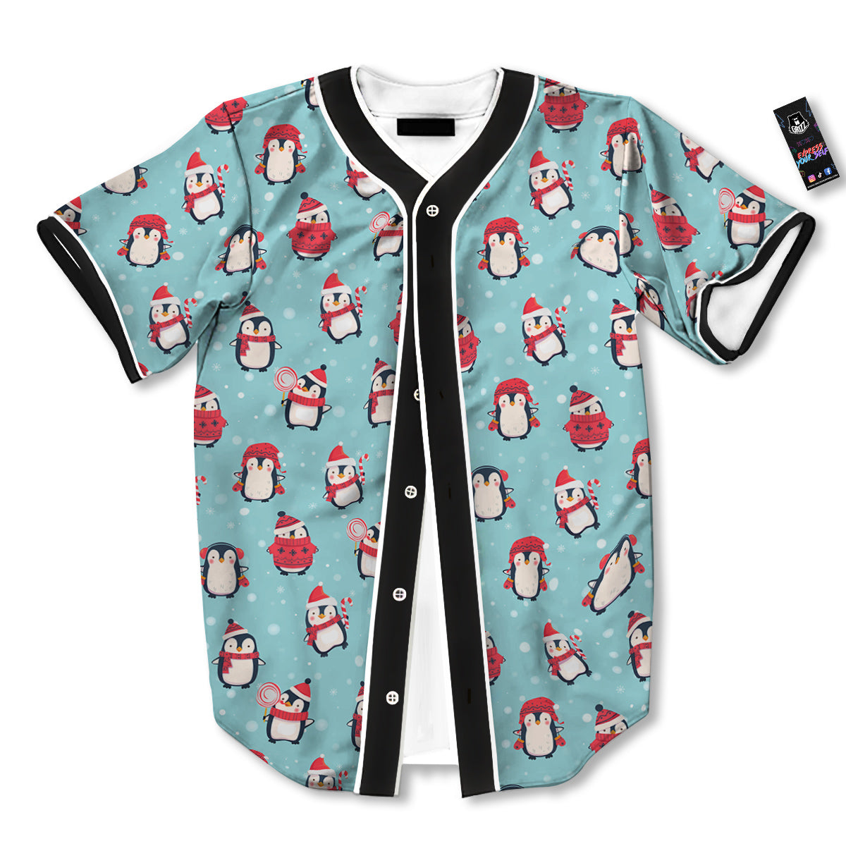 Penguin Cute Snowy Print Pattern Baseball Jersey-grizzshop