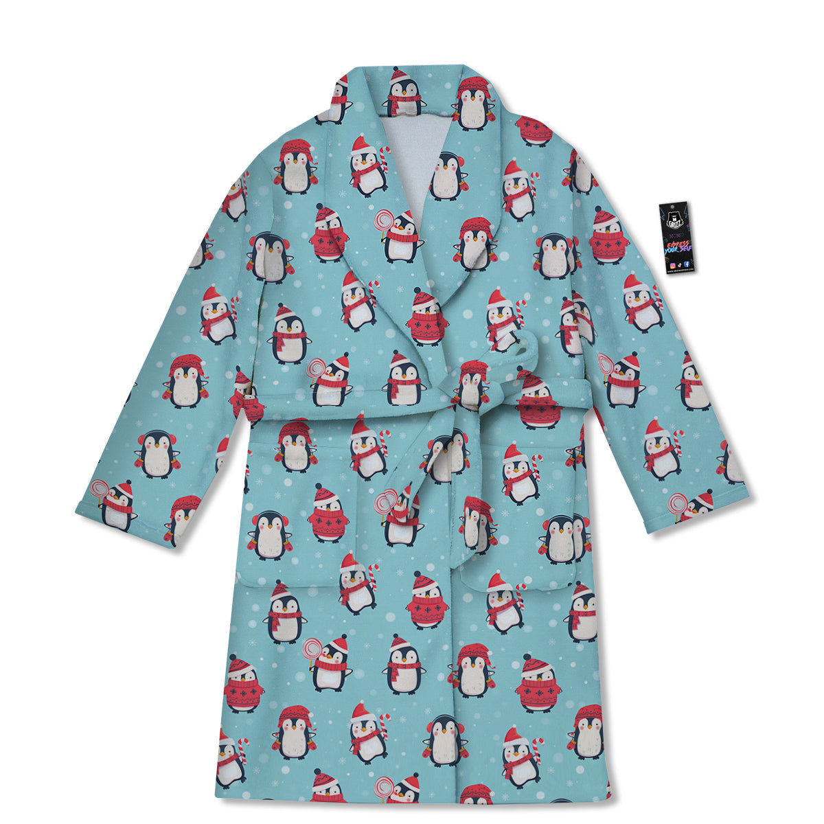 Penguin Cute Snowy Print Pattern Bathrobe-grizzshop