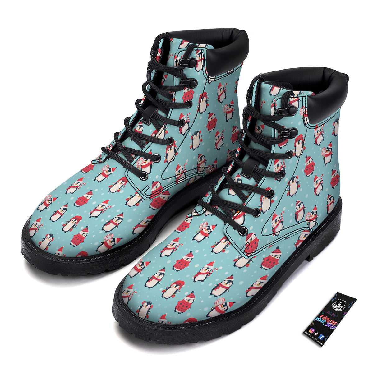 Penguin Cute Snowy Print Pattern Boots-grizzshop