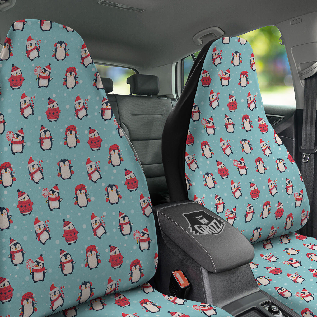 Penguin Cute Snowy Print Pattern Car Seat Covers-grizzshop