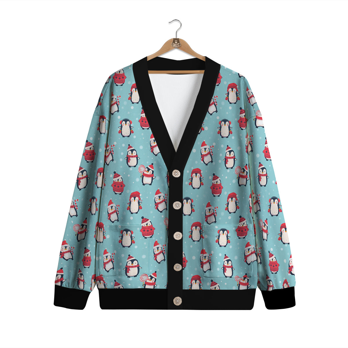 Penguin Cute Snowy Print Pattern Cardigan-grizzshop