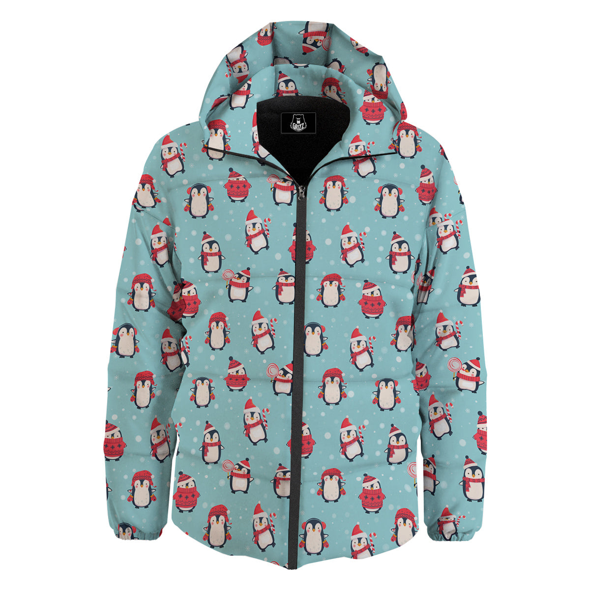 Penguin Cute Snowy Print Pattern Down Jacket-grizzshop