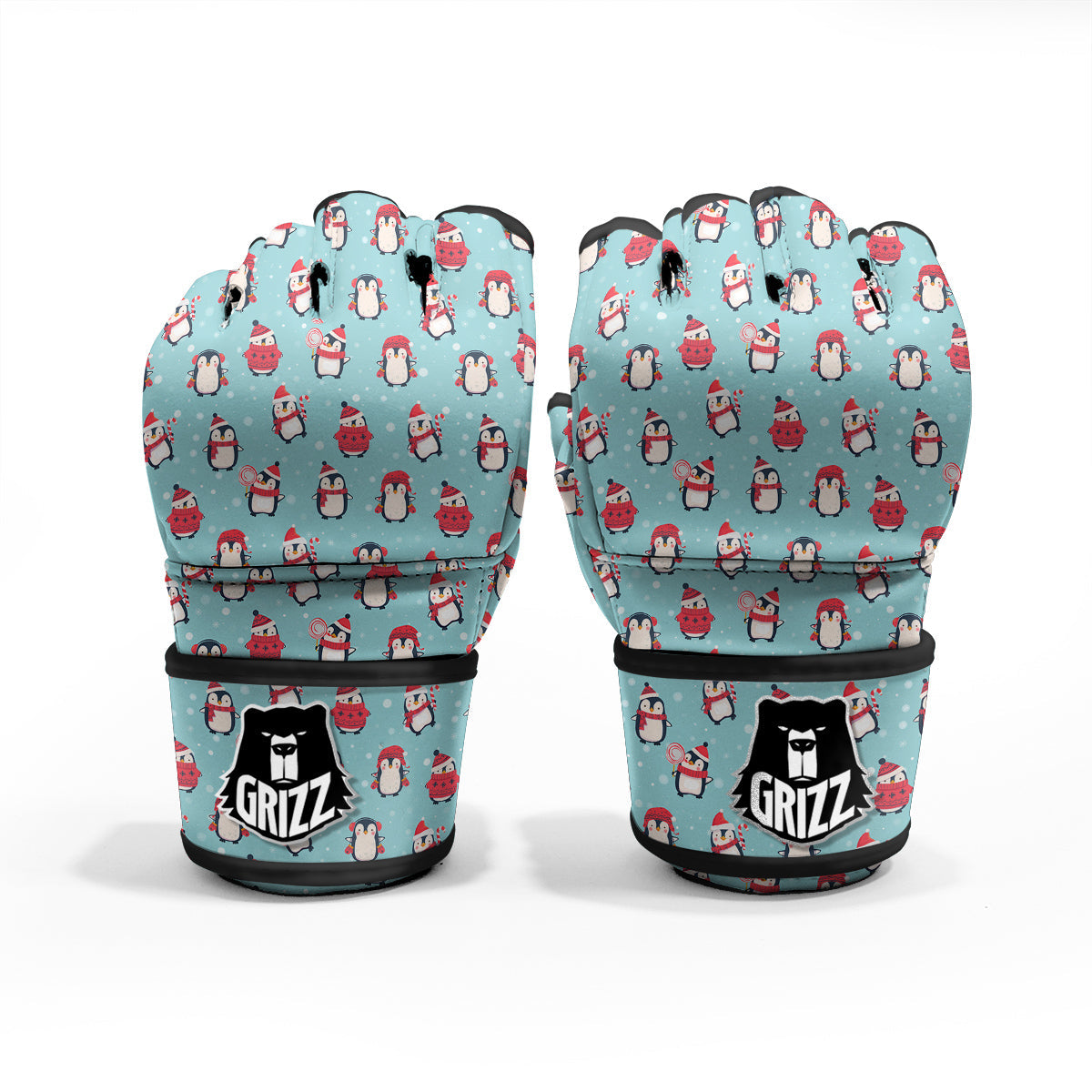 Penguin Cute Snowy Print Pattern MMA Gloves-grizzshop