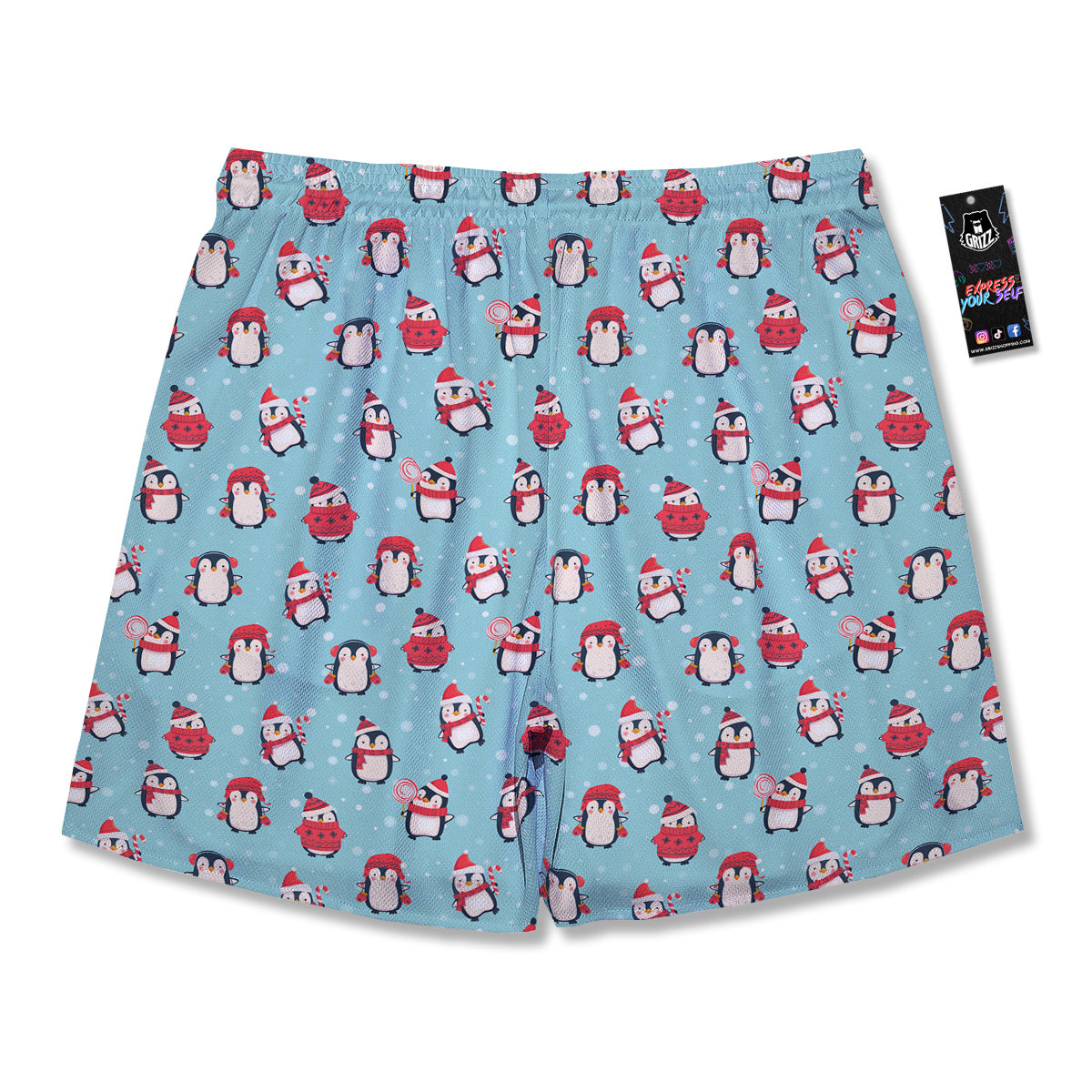 Penguin Cute Snowy Print Pattern Men's Running Shorts-grizzshop